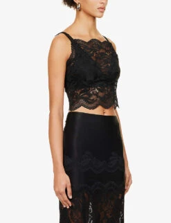 Paco Rabanne Square-neck Floral-embroidered Stretch-lace Top 9 Paco Rabanne Square-neck Floral-embroidered Stretch-lace Top -Sweaty Betty Store R04183137 BLACK ALT02