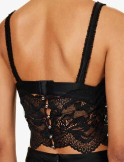 Paco Rabanne Square-neck Floral-embroidered Stretch-lace Top 11 Paco Rabanne Square-neck Floral-embroidered Stretch-lace Top -Sweaty Betty Store R04183137 BLACK ALT04