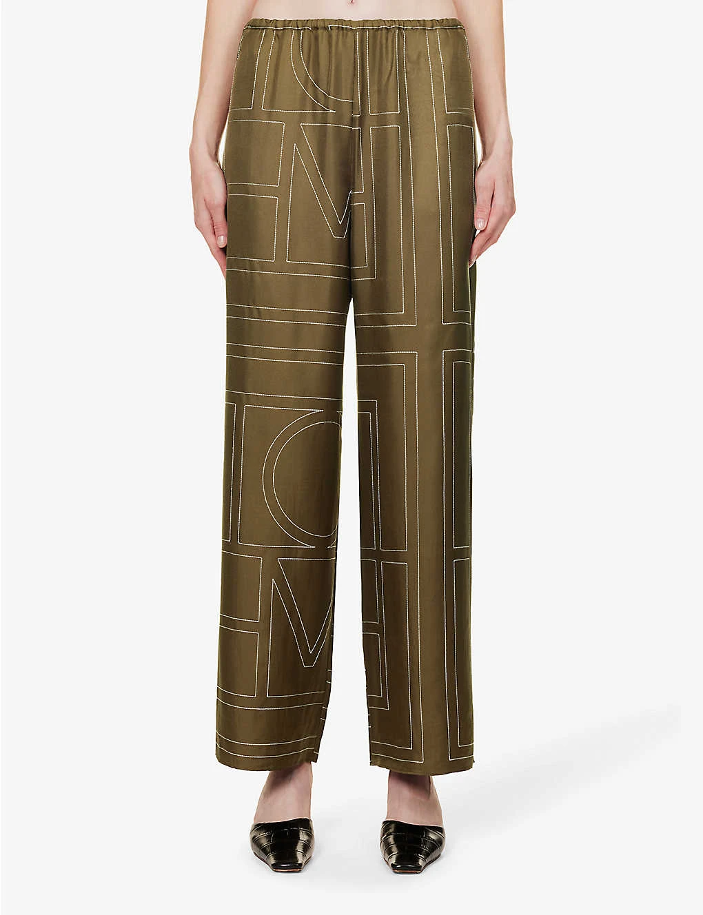 Toteme Monogram Wide-leg Mid-rise Silk Trousers 5 Toteme Monogram Wide-leg Mid-rise Silk Trousers - Image 3