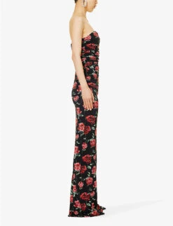 Magda Butrym Floral-print Strapless Stretch-woven Maxi Dress 9 Magda Butrym Floral-print Strapless Stretch-woven Maxi Dress -Sweaty Betty Store R04183240 BLACK ALT02