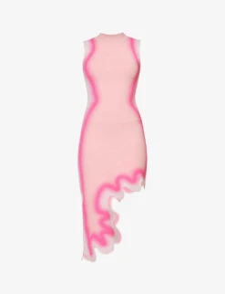 Brooklyn Wavy Asymmetric Recycled Viscose-blend Midi Dress