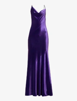 Philosophy Di Lorenzo Serafini Asymmetric Cowl-neck Stretch-velvet Maxi Dress