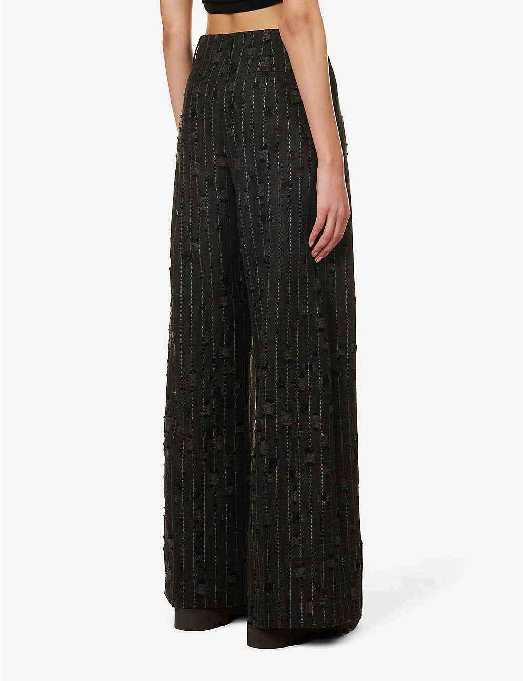 Acne Studios Pinstriped Frayed-patch Cotton And Wool-blend Trousers 6 Acne Studios Pinstriped Frayed-patch Cotton And Wool-blend Trousers - Image 4