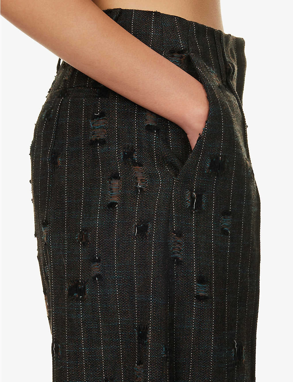 Acne Studios Pinstriped Frayed-patch Cotton And Wool-blend Trousers 7 Acne Studios Pinstriped Frayed-patch Cotton And Wool-blend Trousers - Image 5