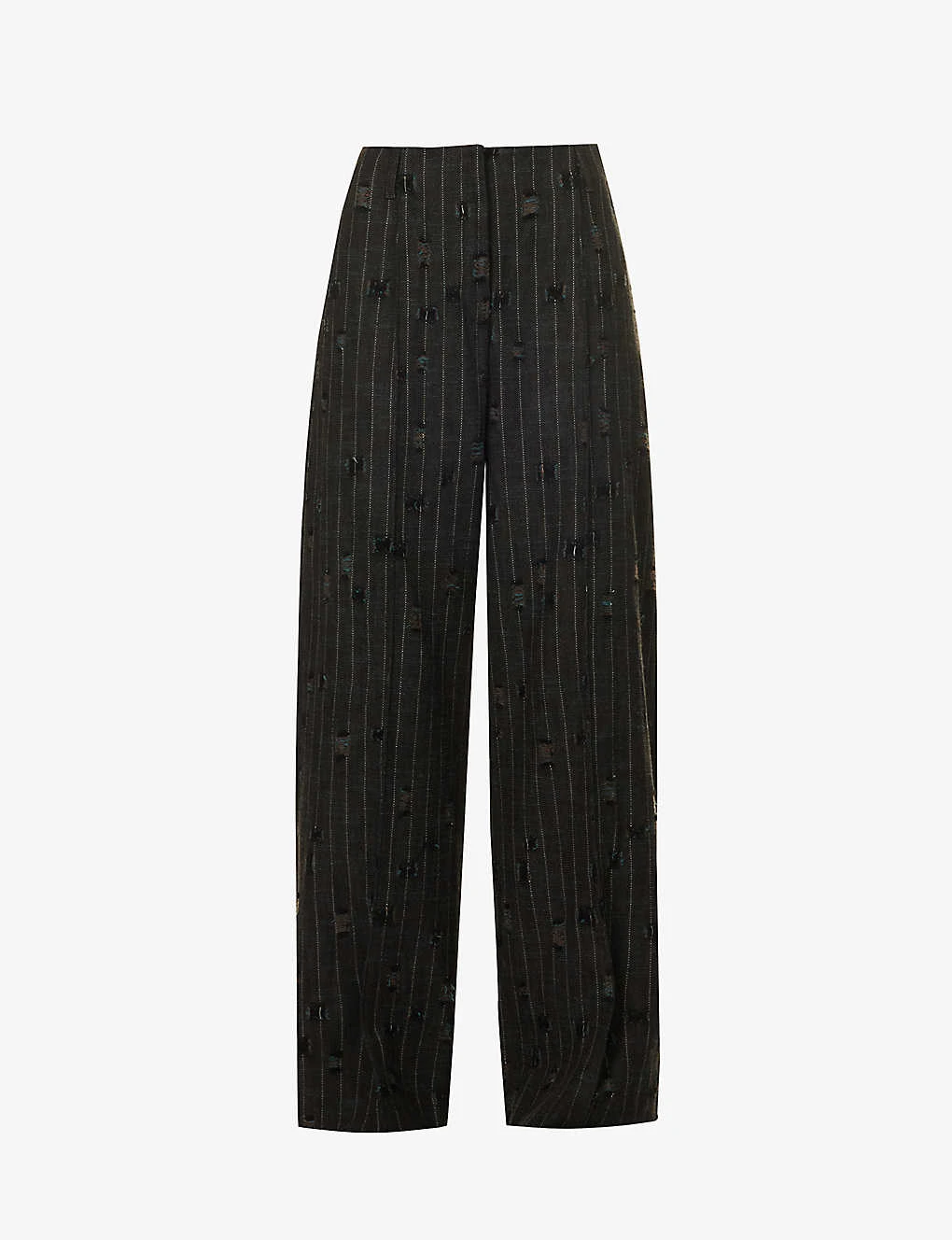 Acne Studios Pinstriped Frayed-patch Cotton And Wool-blend Trousers 3 Acne Studios Pinstriped Frayed-patch Cotton And Wool-blend Trousers