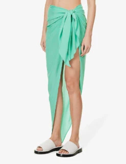 Leon Asymmetric-hem Woven Sarong 9 Leon Asymmetric-hem Woven Sarong -Sweaty Betty Store R04184790 MARINE ALT02