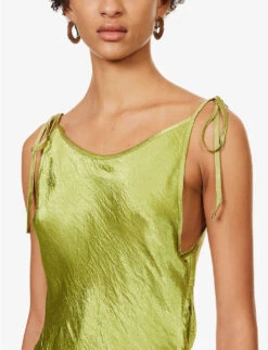 Acne Studios Dayla Side-slit Silk Midi Slip Dress -Sweaty Betty Store R04185152 LIGHTOLIVE ALT04