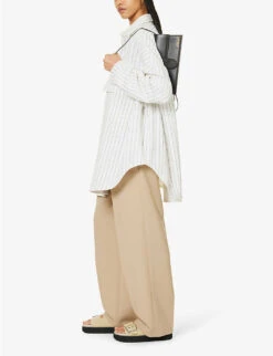 Dallas Oversized Striped Cotton-twill Shirt -Sweaty Betty Store R04186448 BLUEPINSTRIPE ALT01