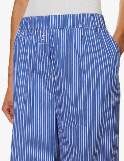 Striped Brand-embroidered Cotton-blend Trousers 11 Striped Brand-embroidered Cotton-blend Trousers -Sweaty Betty Store R04186462 BLUEMULTISTRIPE ALT04