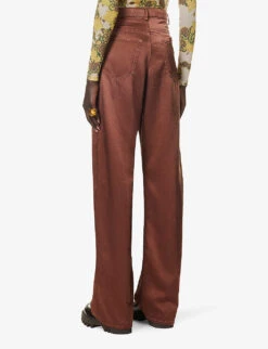 Dries Van Noten Straight-leg Mid-rise Woven Trousers -Sweaty Betty Store R04186690 CHOCO ALT03