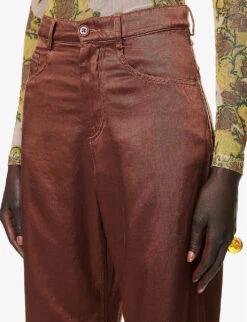 Dries Van Noten Straight-leg Mid-rise Woven Trousers -Sweaty Betty Store R04186690 CHOCO ALT04