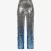 Dua Ombré Sequin-embellished Straight-leg Mid-rise Woven Trousers 2 Dua Ombré Sequin-embellished Straight-leg Mid-rise Woven Trousers -Sweaty Betty Store R04186748 SILVER M