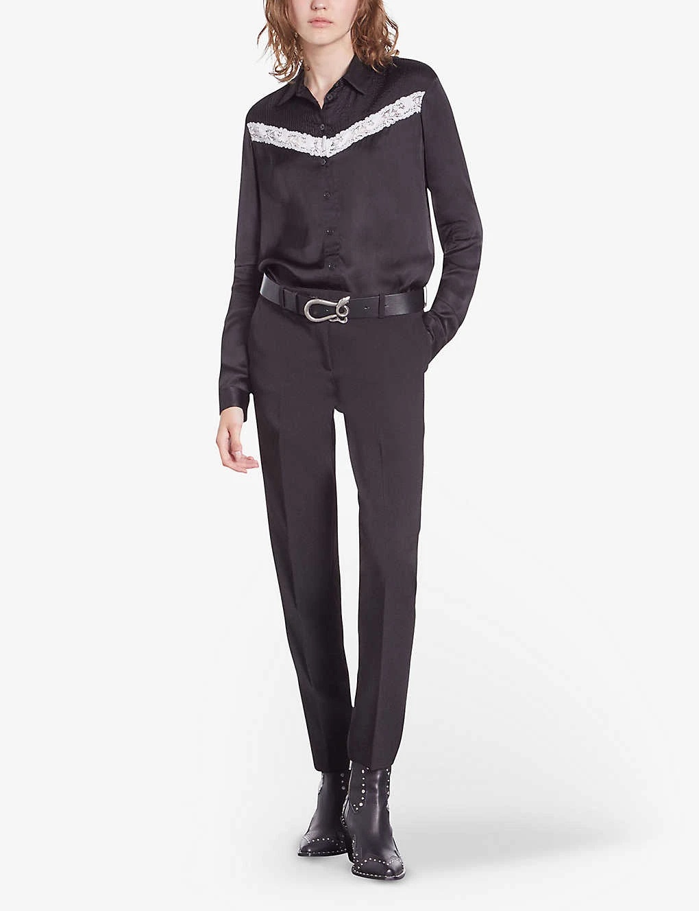 THE KOOPLES V-shaped Lace-trim Woven Shirt 4 THE KOOPLES V-shaped Lace-trim Woven Shirt - Image 2