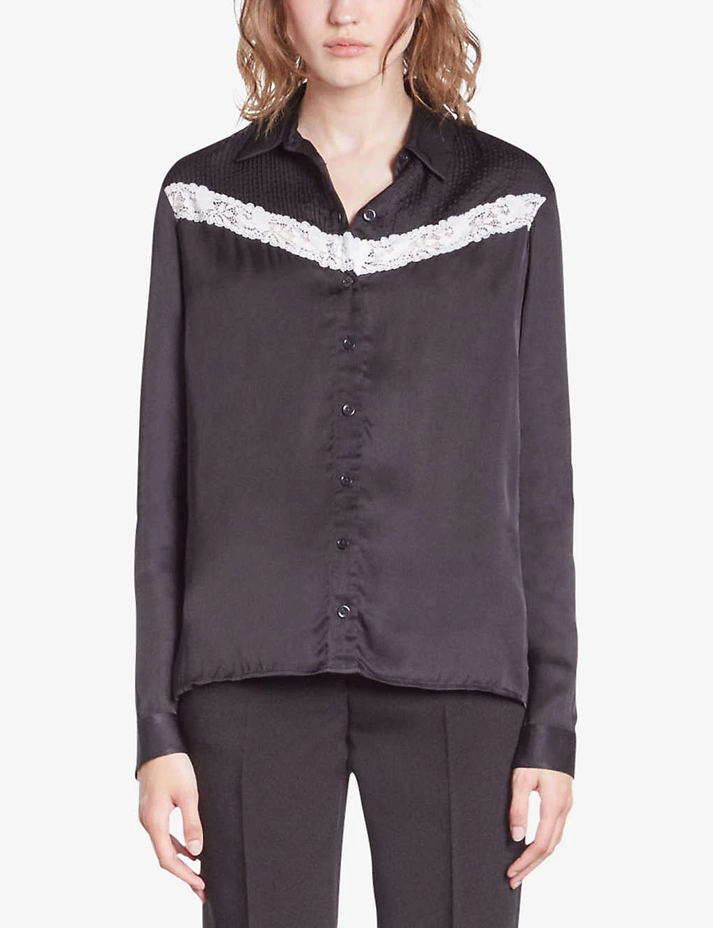 THE KOOPLES V-shaped Lace-trim Woven Shirt 5 THE KOOPLES V-shaped Lace-trim Woven Shirt - Image 3