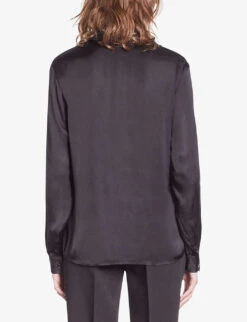 THE KOOPLES V-shaped Lace-trim Woven Shirt 10 THE KOOPLES V-shaped Lace-trim Woven Shirt -Sweaty Betty Store R04187748 BLACK ALT03
