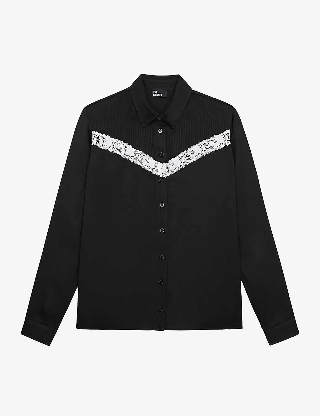 THE KOOPLES V-shaped Lace-trim Woven Shirt 3 THE KOOPLES V-shaped Lace-trim Woven Shirt