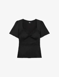 THE KOOPLES Lace-trim Short-sleeve Woven Top