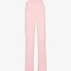 Slip-pocket Wrap-around Straight-leg High-rise Organic-cotton Trousers