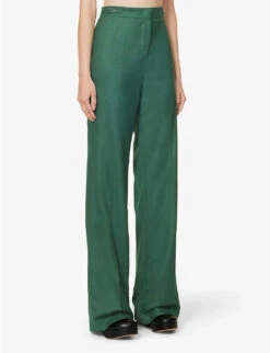 Vesta Flared Wool Suit Trousers 9 Vesta Flared Wool Suit Trousers -Sweaty Betty Store R04189121 DARKGREEN ALT02