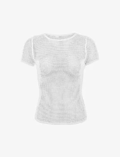 Yves Round-neck Crochet-knit Woven Top