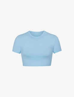 Round-neck Cropped Recycled-nylon Top