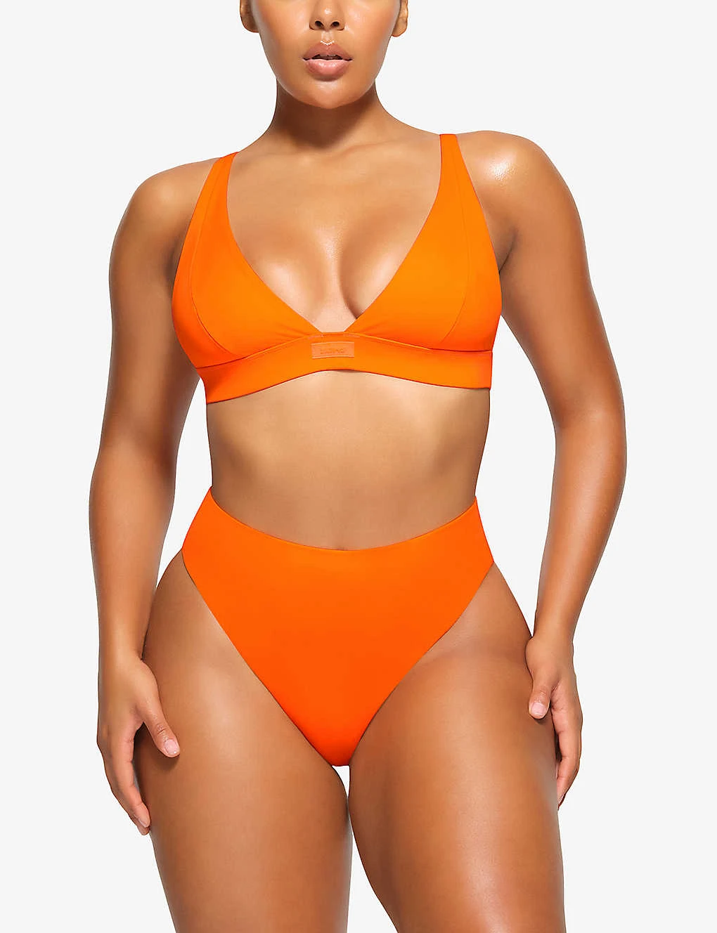 Plunge-neck Brand-patch Recycled Stretch-nylon Bikini Top 4 Plunge-neck Brand-patch Recycled Stretch-nylon Bikini Top - Image 2