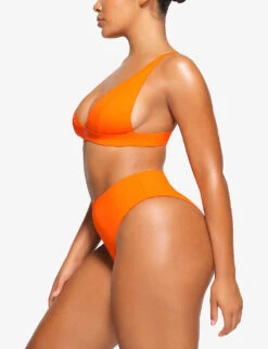 Plunge-neck Brand-patch Recycled Stretch-nylon Bikini Top 8 Plunge-neck Brand-patch Recycled Stretch-nylon Bikini Top -Sweaty Betty Store R04189630 ORANGE ALT02