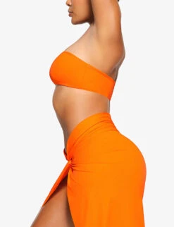Knot-front Split-leg Recycled Stretch-nylon Sarong -Sweaty Betty Store R04189631 ORANGE ALT02