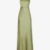 Cowl-back Sleeveless Satin Maxi Dress 2 Cowl-back Sleeveless Satin Maxi Dress -Sweaty Betty Store R04189829 MOSSGREEN M