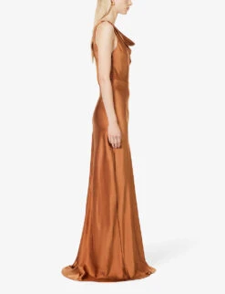 Sleeveless Cowl-neck Woven Maxi Dress -Sweaty Betty Store R04189839 RUST ALT02