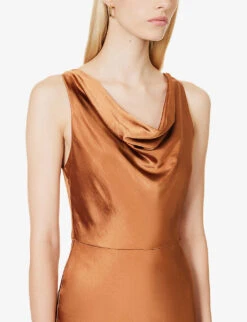 Sleeveless Cowl-neck Woven Maxi Dress -Sweaty Betty Store R04189839 RUST ALT04