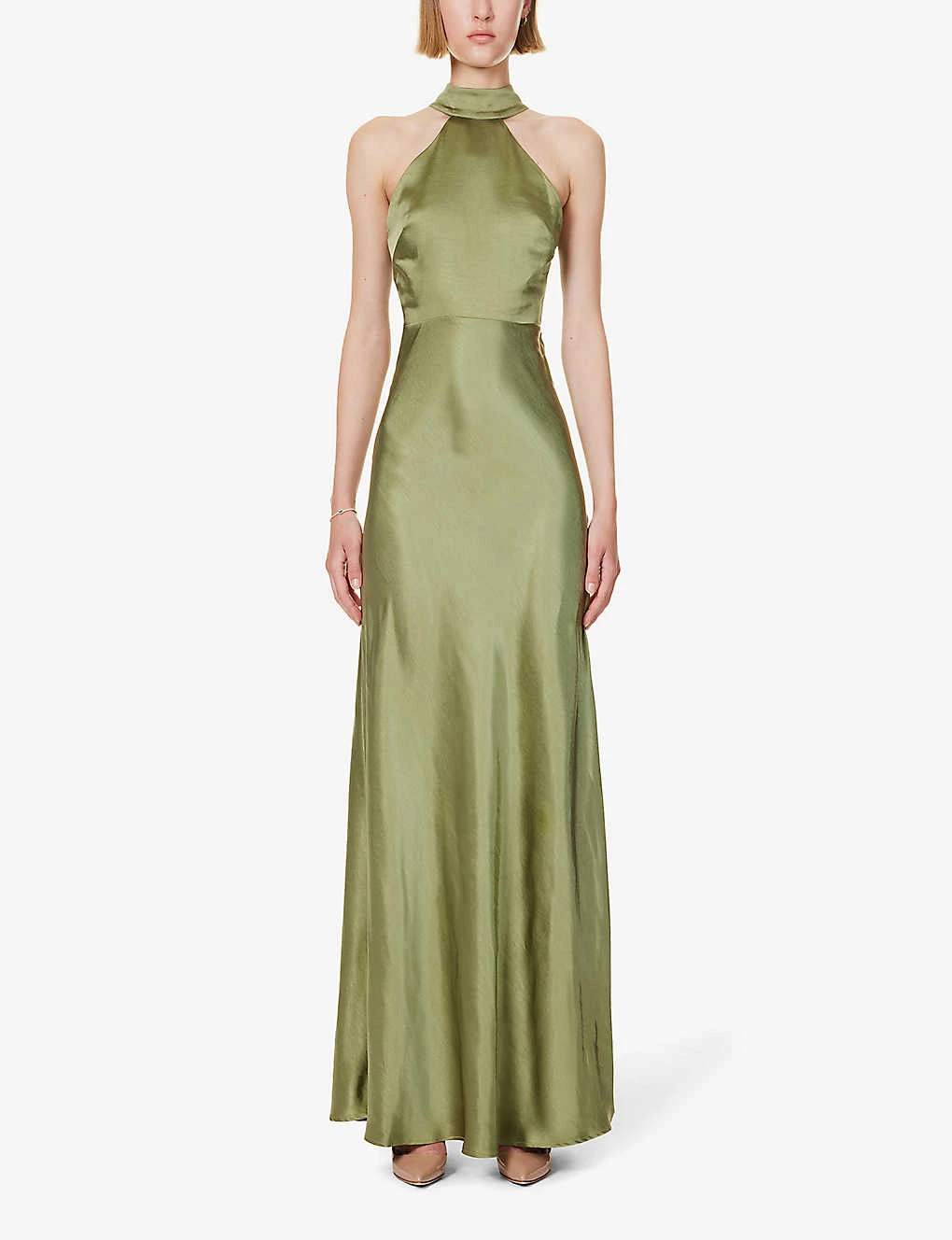 Halterneck Slim-fit Satin Maxi Dress 5 Halterneck Slim-fit Satin Maxi Dress - Image 3