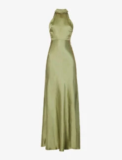 Halterneck Slim-fit Satin Maxi Dress