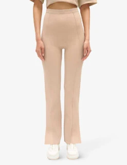 CLAUDIE PIERLOT Split-hem High-rise Straight-leg Woven Trousers 11 CLAUDIE PIERLOT Split-hem High-rise Straight-leg Woven Trousers -Sweaty Betty Store R04189893 NATURELS ALT04