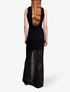 Maje Raiserane Cut-out Stretch-woven Maxi Dress 10 Maje Raiserane Cut-out Stretch-woven Maxi Dress -Sweaty Betty Store R04190235 NOIRGRIS ALT03