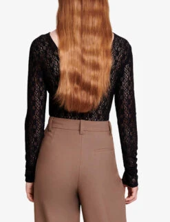 Maje Maiserane Long-sleeve Stretch-woven Top 10 Maje Maiserane Long-sleeve Stretch-woven Top -Sweaty Betty Store R04190238 NOIRGRIS ALT03