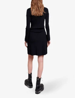 Maje Rimosia V-neck Two-in-one Knitted Mini Dress 10 Maje Rimosia V-neck Two-in-one Knitted Mini Dress -Sweaty Betty Store R04190420 NOIRGRIS ALT03