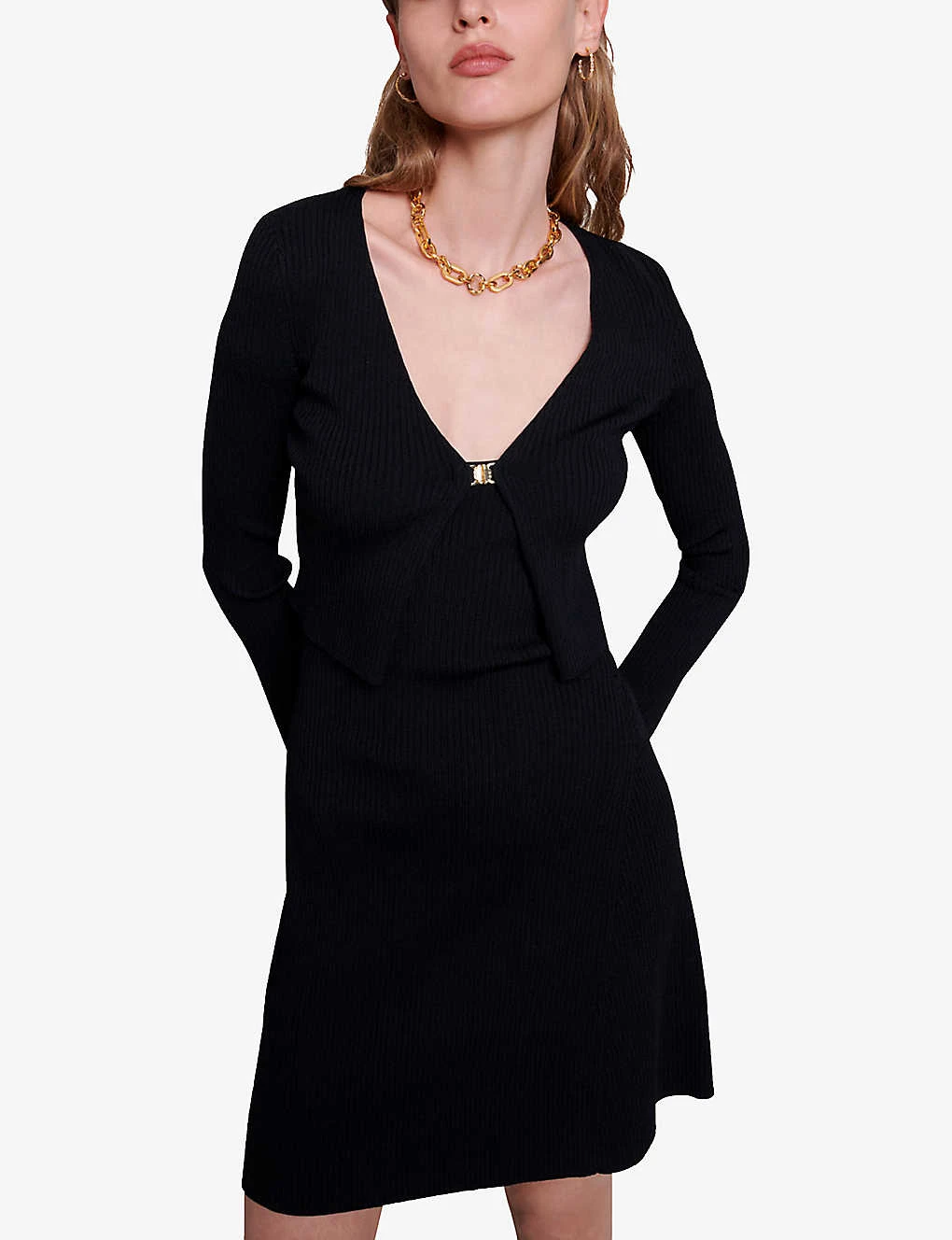 Maje Rimosia V-neck Two-in-one Knitted Mini Dress 7 Maje Rimosia V-neck Two-in-one Knitted Mini Dress - Image 5