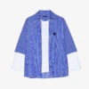 Maje Liago Logo-embroidered Stripe-pattern Layered Cotton T-shirt Shirt 2 Maje Liago Logo-embroidered Stripe-pattern Layered Cotton T-shirt Shirt -Sweaty Betty Store R04190456 BLEUS M