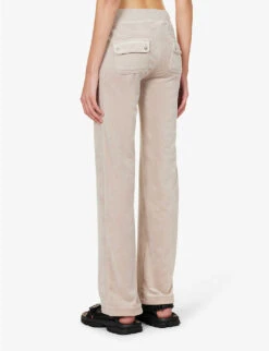 Juicy Couture Logo-embroidered Straight-leg Velour Trousers 10 Juicy Couture Logo-embroidered Straight-leg Velour Trousers -Sweaty Betty Store R04191477 STRING509 ALT03