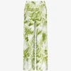 Palm-print Wide-leg High-rise Crepe-woven Trousers 1 Palm-print Wide-leg High-rise Crepe-woven Trousers -Sweaty Betty Store R04191961 GREEN M