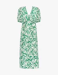 Graphic-print A-line Woven Maxi Dress