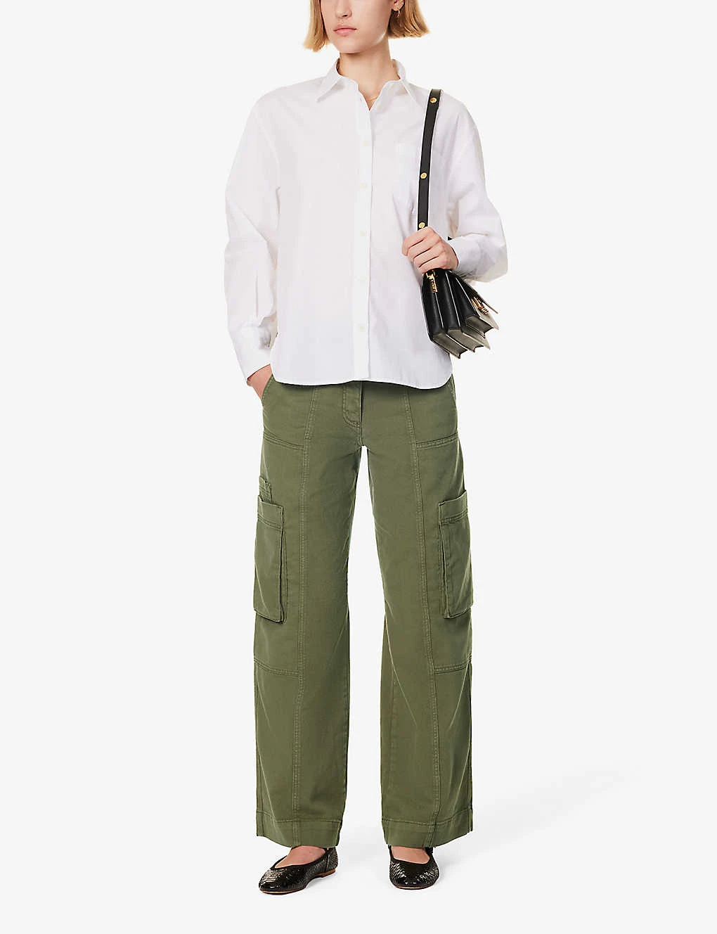 ME AND EM Twill Wide-leg Mid-rise Cotton-blend Cargo Trousers 4 ME AND EM Twill Wide-leg Mid-rise Cotton-blend Cargo Trousers - Image 2