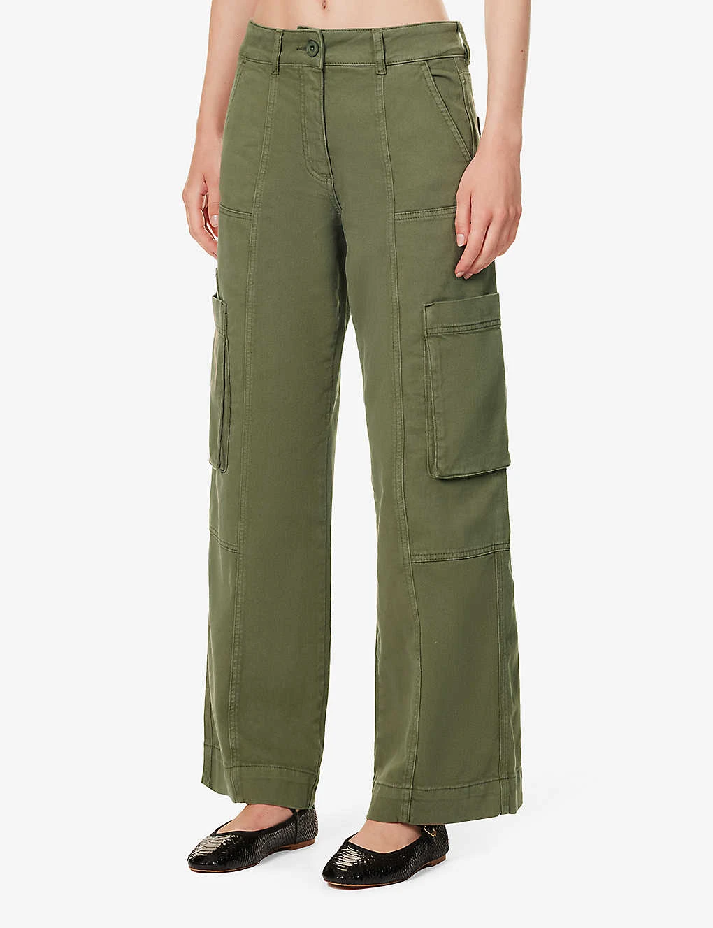 ME AND EM Twill Wide-leg Mid-rise Cotton-blend Cargo Trousers 5 ME AND EM Twill Wide-leg Mid-rise Cotton-blend Cargo Trousers - Image 3