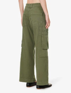 ME AND EM Twill Wide-leg Mid-rise Cotton-blend Cargo Trousers 10 ME AND EM Twill Wide-leg Mid-rise Cotton-blend Cargo Trousers -Sweaty Betty Store R04194861 WASHEDAUTUMNOLIVE ALT03