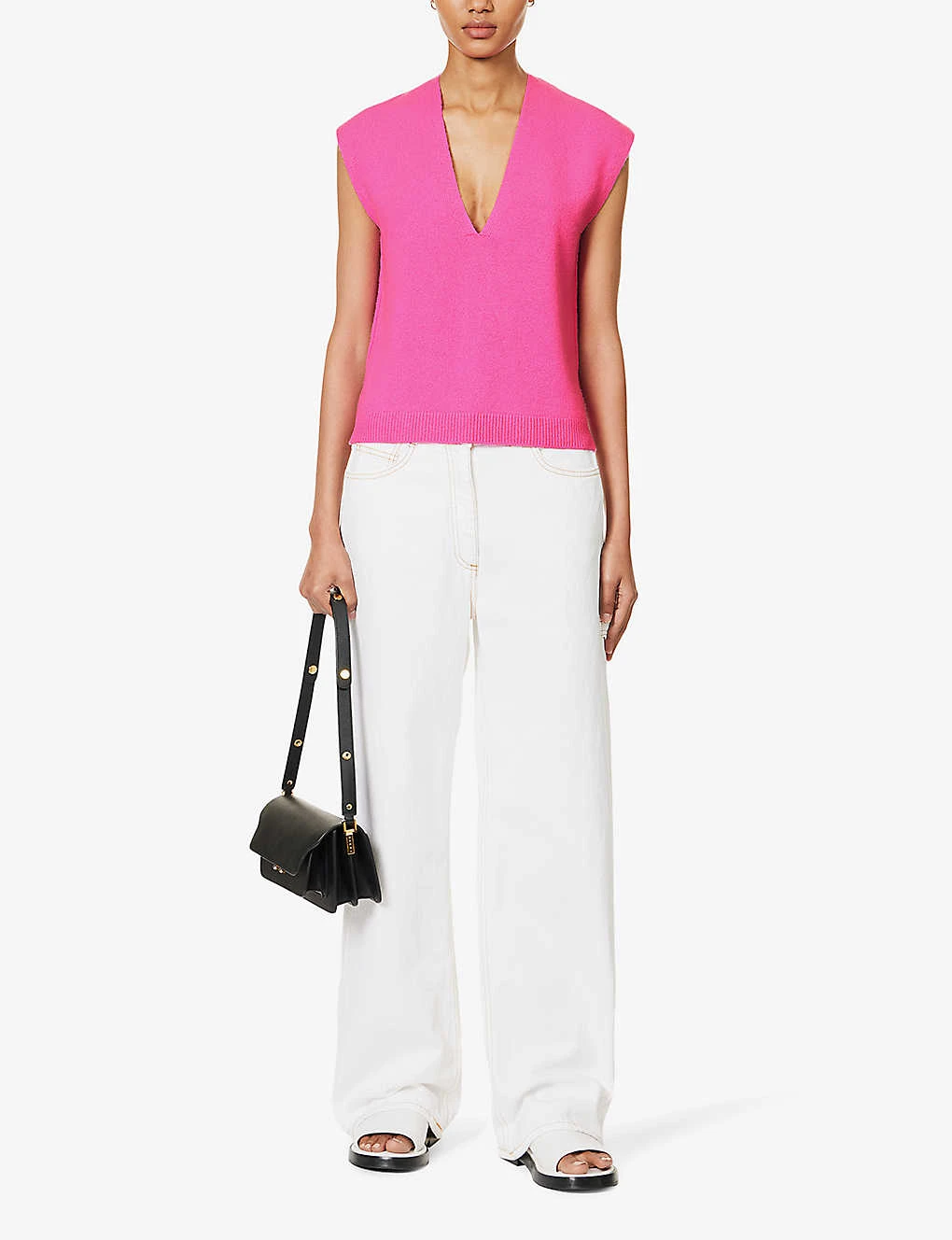 ME AND EM Relaxed-fit V-neck Cashmere Knitted Vest 4 ME AND EM Relaxed-fit V-neck Cashmere Knitted Vest - Image 2