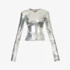 Tanith Sequin-embellished Stretch-woven Top 1 Tanith Sequin-embellished Stretch-woven Top -Sweaty Betty Store R04195242 CHROME M