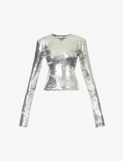 Tanith Sequin-embellished Stretch-woven Top