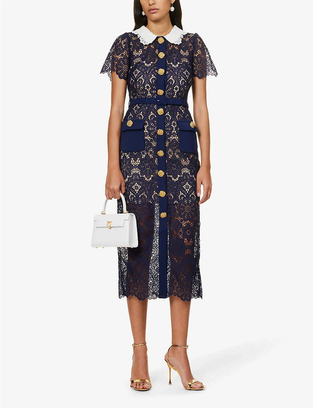 SELF PORTRAIT Guipure Collared Lace Midi Dress 4 SELF PORTRAIT Guipure Collared Lace Midi Dress - Image 2