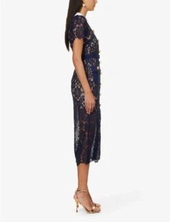 SELF PORTRAIT Guipure Collared Lace Midi Dress 10 SELF PORTRAIT Guipure Collared Lace Midi Dress -Sweaty Betty Store R04195769 NAVYEXCL ALT02